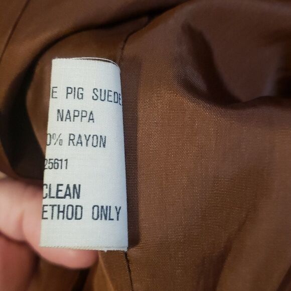 𝅺Vintage Avanti Genuine Pig Suede Pig Nappa Brown Jacket Size Large Brown Lined - Picture 8 of 9